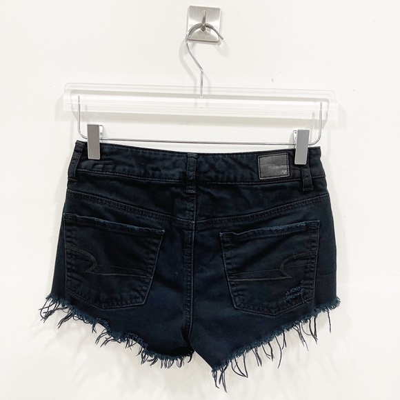 American Eagle Distressed Stretch Black Shorts 0 - Picture 2 of 6